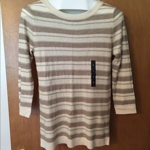 Banana Republic Beige and Cream Striped Sweater NWT